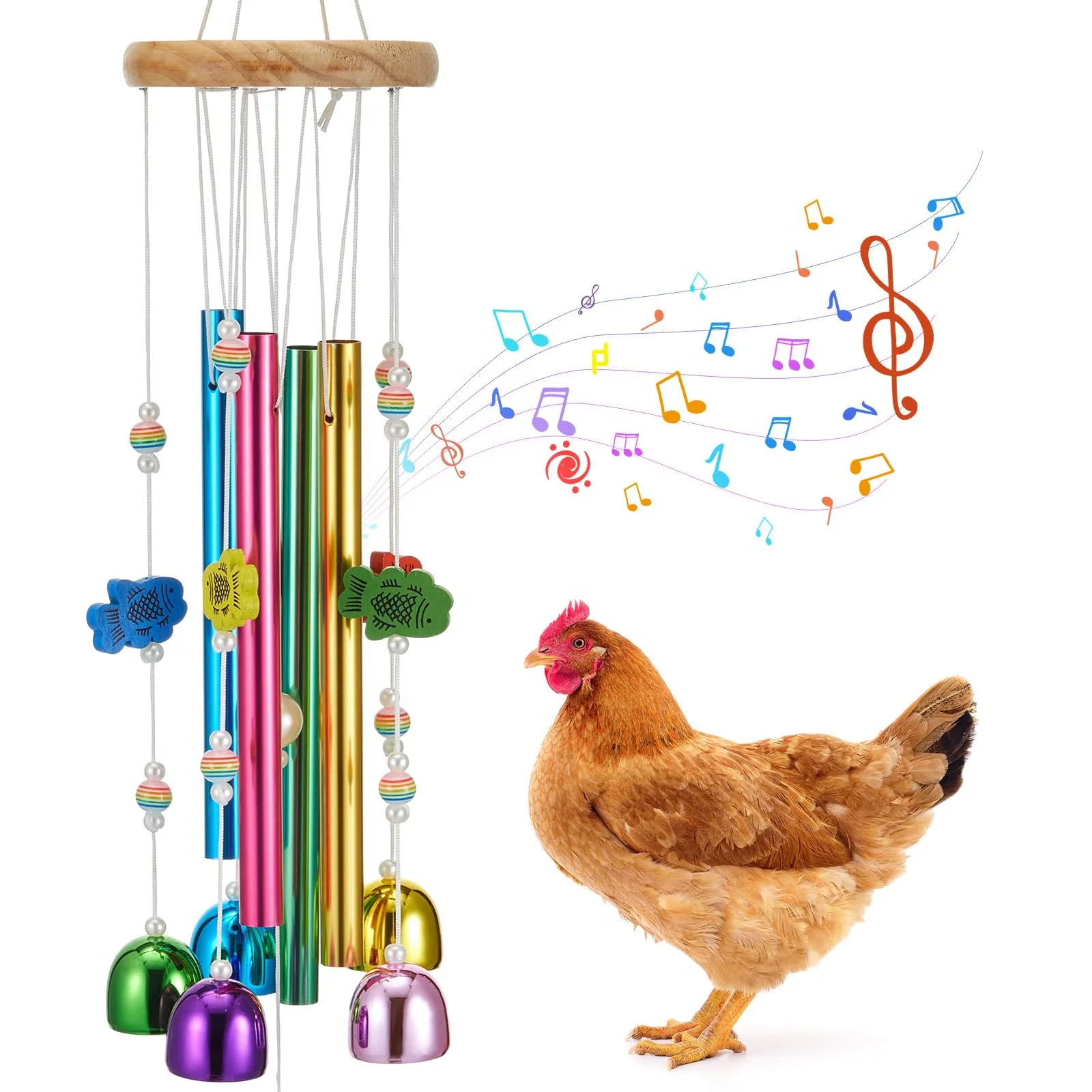 Chicken Chew Toys for Coop Multicolor Chicken Wind Chime Enrichment Toys Art Hanging Decoration for Bird Parrot
Chicken Chew Toys for Coop Multicolor Chicken Wind Chime Enrichment Toys Art Hanging Decoration for Bird Parrot