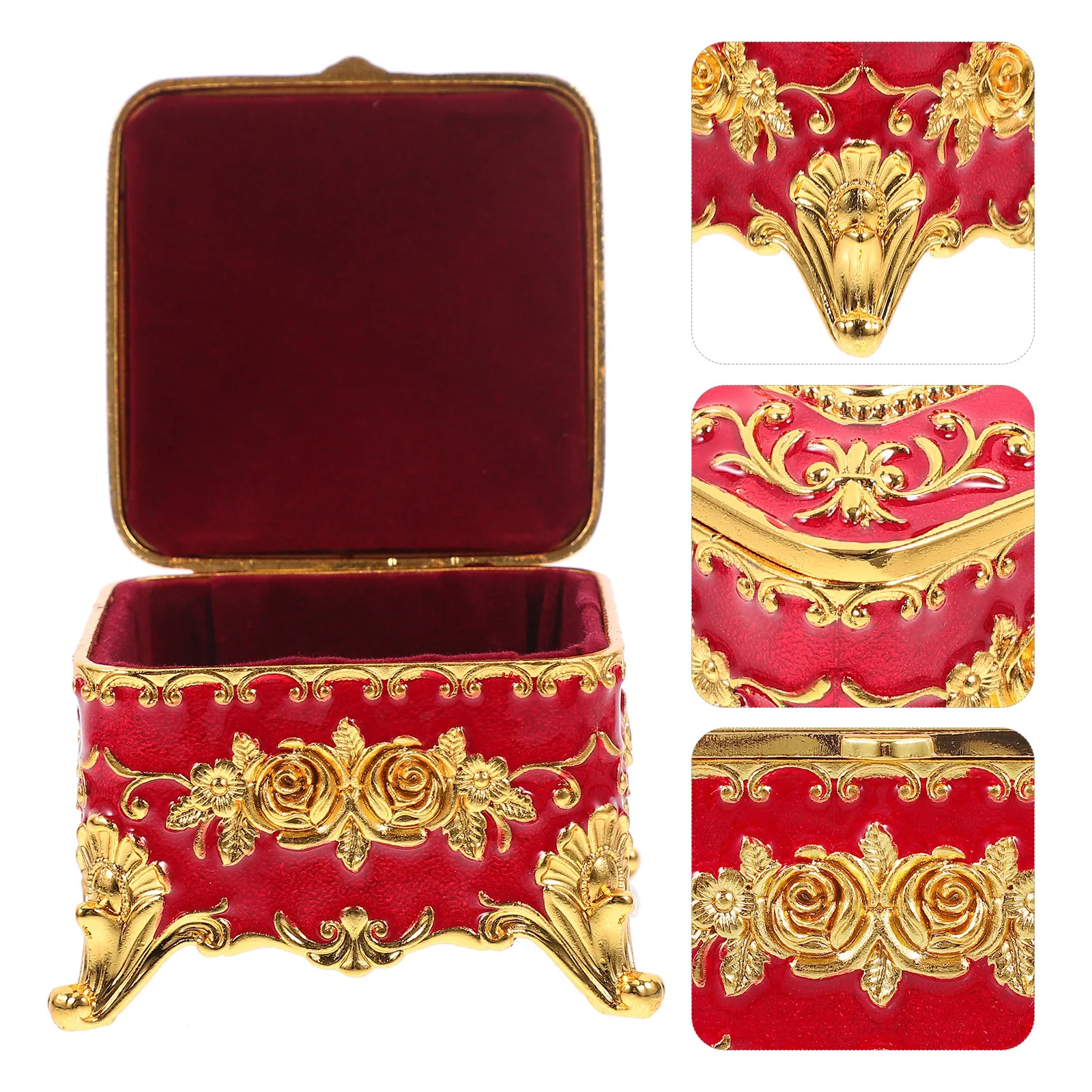 Embossed Rose Jewelry Storage Box Vintage Style Zinc Alloy Desktop Decorative Jewelry Organizer Elegant Trinket Case for Home
Embossed Rose Jewelry Storage Box Vintage Style Zinc Alloy Desktop Decorative Jewelry Organizer Elegant Trinket Case for Home