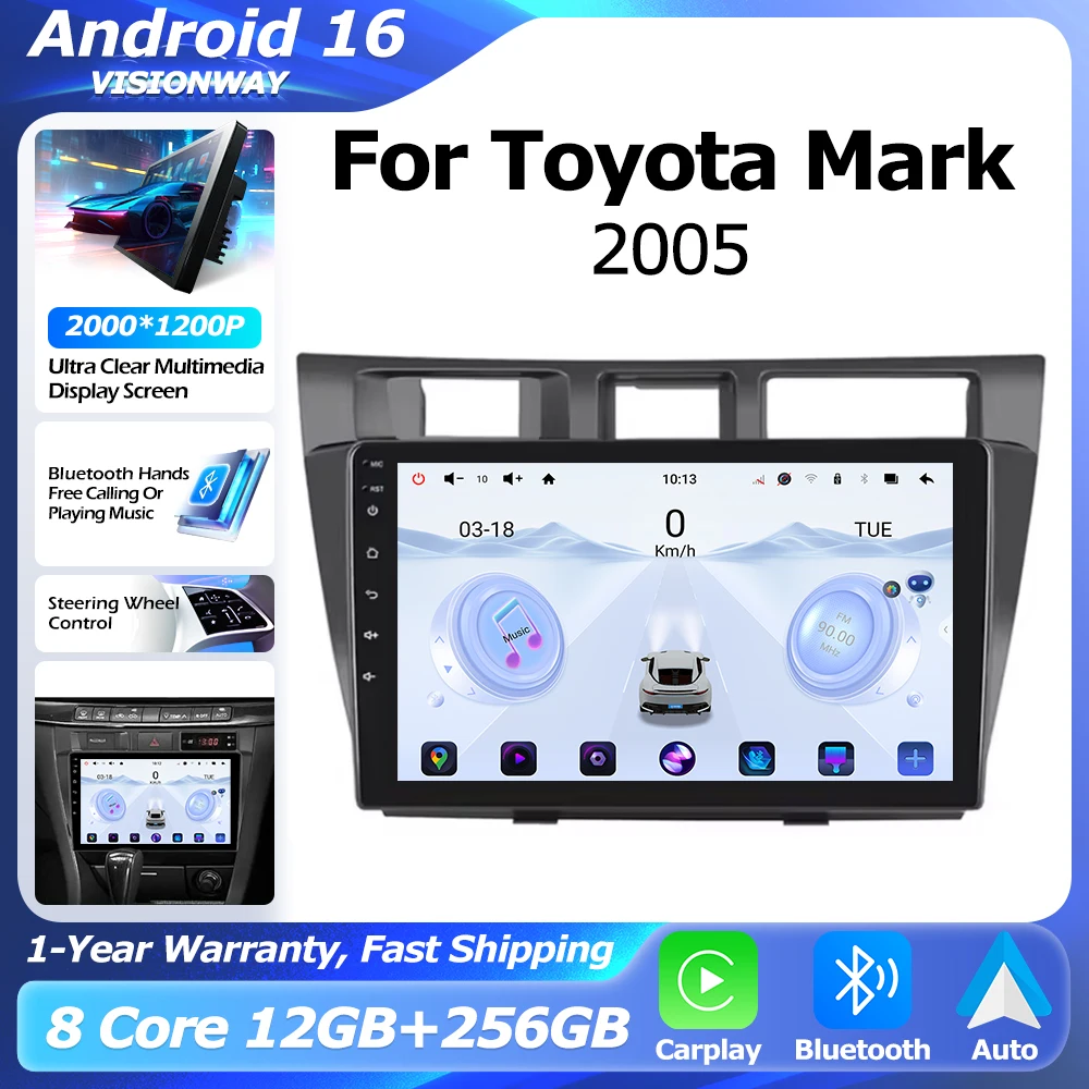 Android 16 Wireless CarPlay For Toyota Mark II 2005 GPS Navigation Multimedia Player Auto WIFI 4G QLED 2000*1200P RDS DSP
Android 16 Wireless CarPlay For Toyota Mark II 2005 GPS Navigation Multimedia Player Auto WIFI 4G QLED 2000*1200P RDS DSP