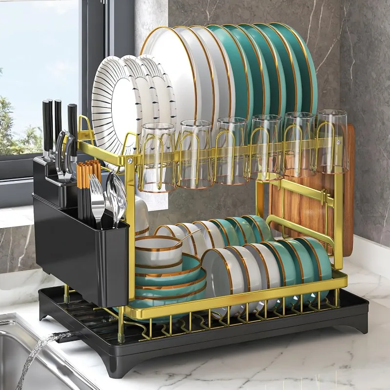 2Tier Metal Dish Drying Rack Without Installation Sturdy Dish Racks for Kitchen Counter with Drain Board Multifunctional Storage
2Tier Metal Dish Drying Rack Without Installation Sturdy Dish Racks for Kitchen Counter with Drain Board Multifunctional Storage