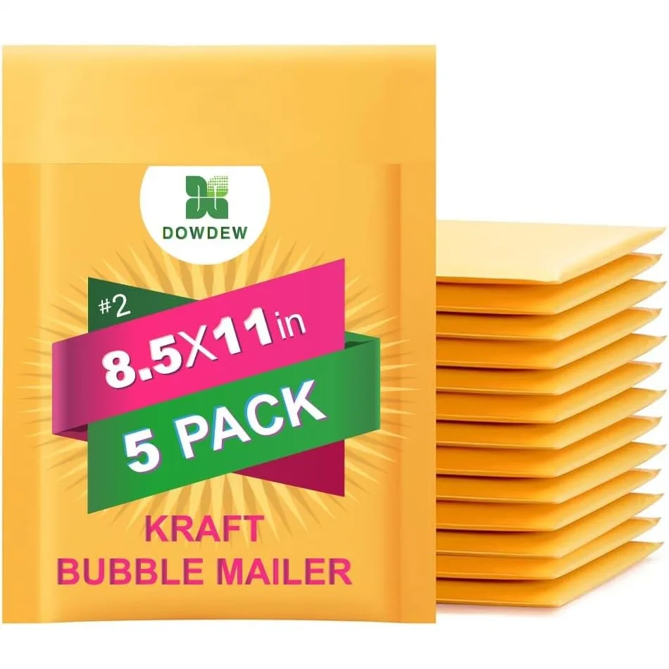 Kraft Bubble Mailers 5 Pack Mailing Envelopes 8.5" x 11" Padded Shipping Envelopes with Self Seal
Kraft Bubble Mailers 5 Pack Mailing Envelopes 8.5" x 11" Padded Shipping Envelopes with Self Seal