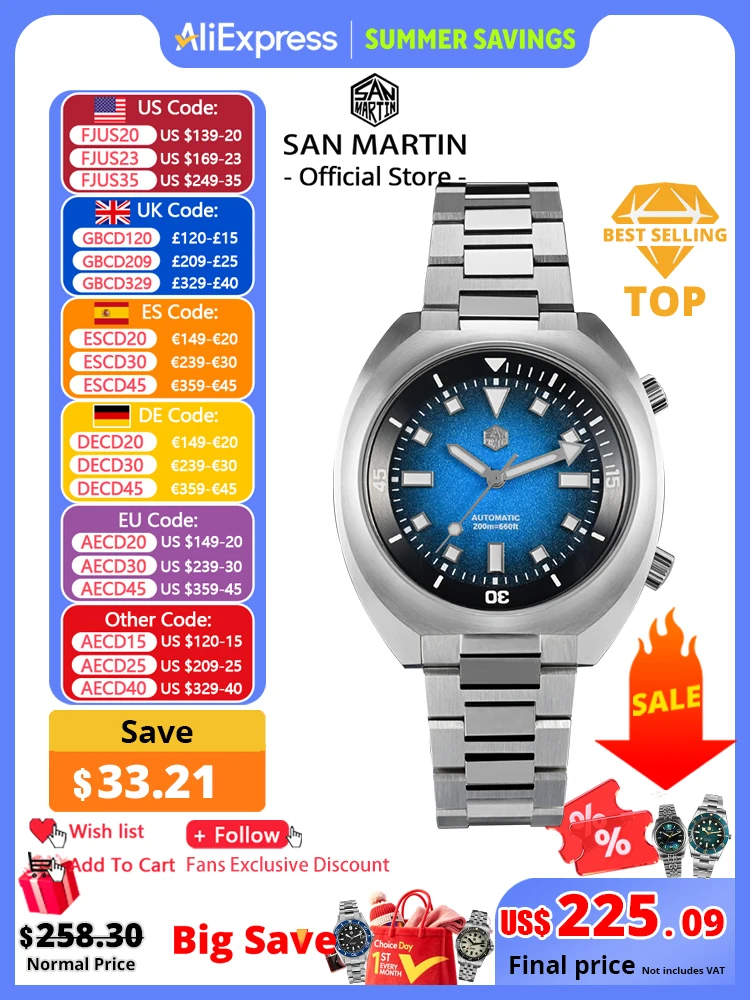 San Martin 2025 Grained Dial 42mm YN55 Automatic Mechanical Men Diver Watch Internal Bidirectional Rotating Bezel 20 Bar SN0066
San Martin 2025 Grained Dial 42mm YN55 Automatic Mechanical Men Diver Watch Internal Bidirectional Rotating Bezel 20 Bar SN0066