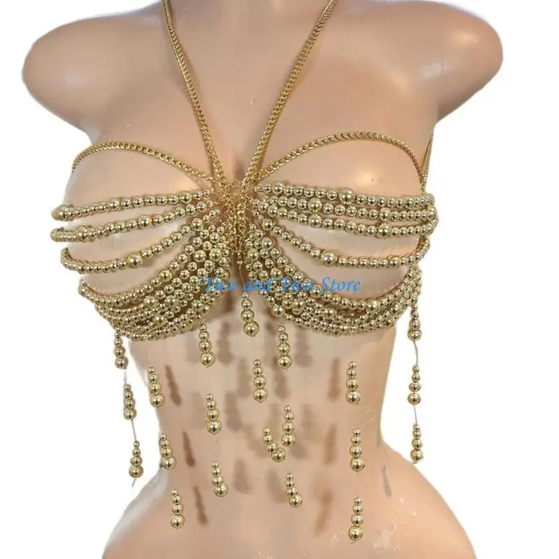 HX6F Fashionable Women's Pearls Tassels Bra Body Chain Jewelry Halter Neck Crop Top for Summer Beachwear and Festival Raves
HX6F Fashionable Women's Pearls Tassels Bra Body Chain Jewelry Halter Neck Crop Top for Summer Beachwear and Festival Raves