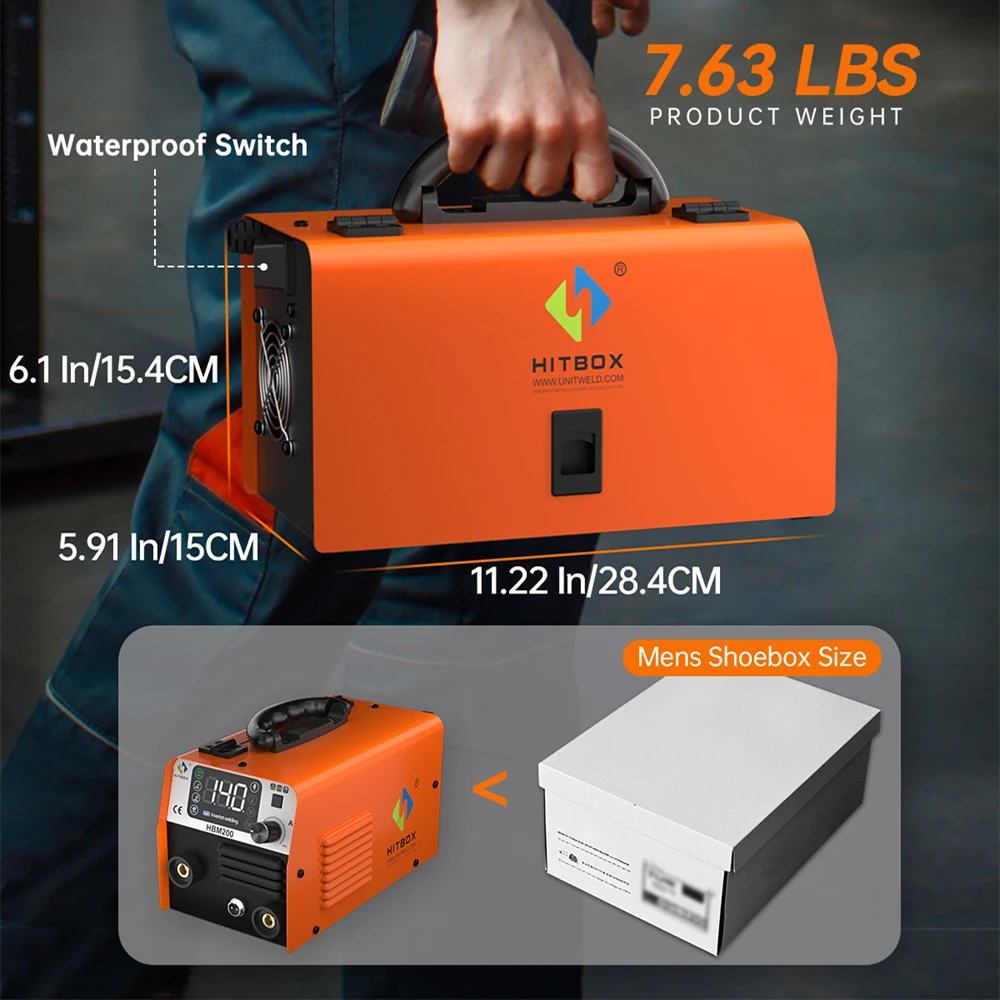HITBOX HBM200 3 in 1 Semi-Automatic Welding Machine MMA/Gasless MIG/LIFT TIG Inverter Welder Synergy Tool Dual Voltage 110V/220V
HITBOX HBM200 3 in 1 Semi-Automatic Welding Machine MMA/Gasless MIG/LIFT TIG Inverter Welder Synergy Tool Dual Voltage 110V/220V