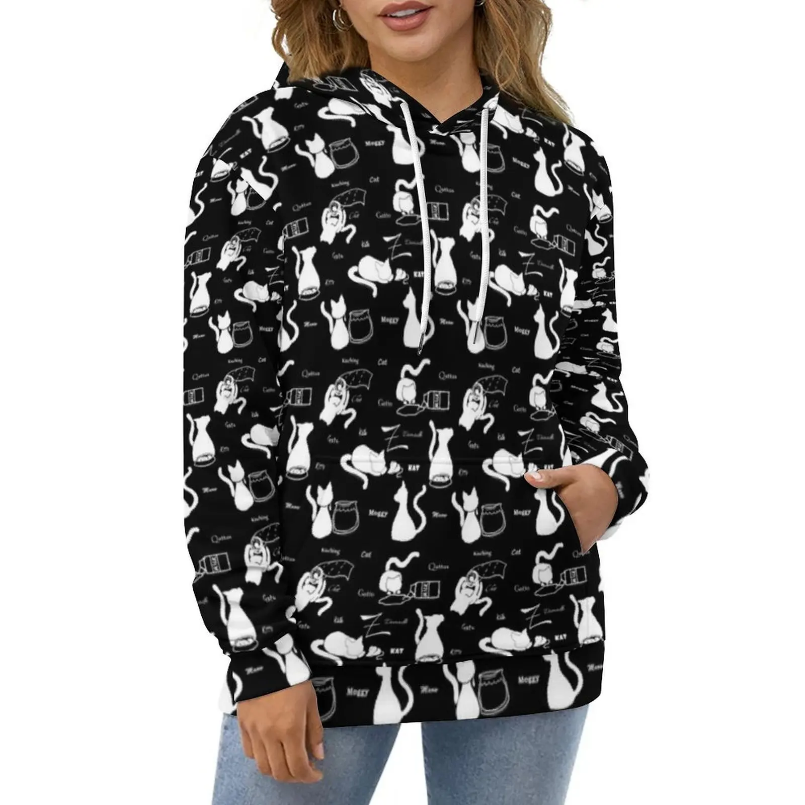 Playful Black Cat Casual Hoodies Animal Silhouette Y2k Design Loose Hoodie Winter Long Sleeve Korean Fashion Oversized Clothing
Playful Black Cat Casual Hoodies Animal Silhouette Y2k Design Loose Hoodie Winter Long Sleeve Korean Fashion Oversized Clothing
