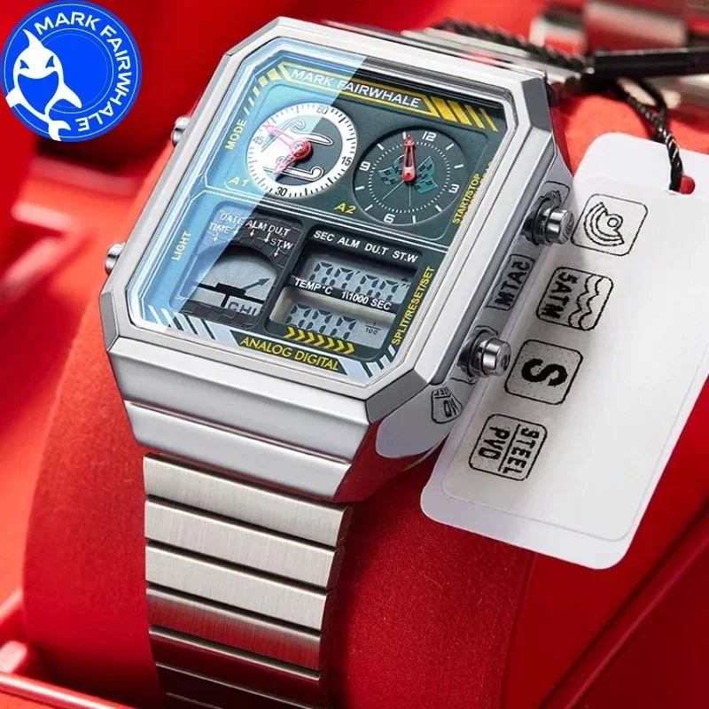 MARK FAIRWHALE 4460 Men Watch Fashion Square Dial Electronic Wristwatch Luminous Chronograph Steel Strap Waterproof Watches
MARK FAIRWHALE 4460 Men Watch Fashion Square Dial Electronic Wristwatch Luminous Chronograph Steel Strap Waterproof Watches