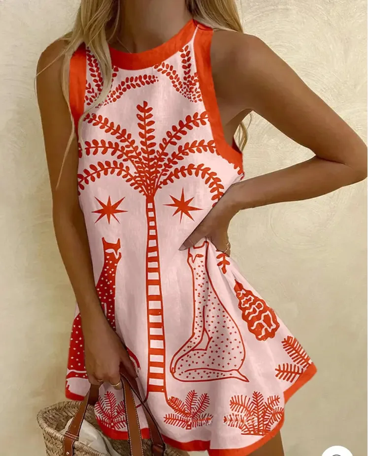 KIDCRKJ Women Bohemian Sleeveless Sundress Dress Print Casual Loose O Neck Mini Dress Vacation Party Beach A-line Skirt Vestidos
KIDCRKJ Women Bohemian Sleeveless Sundress Dress Print Casual Loose O Neck Mini Dress Vacation Party Beach A-line Skirt Vestidos