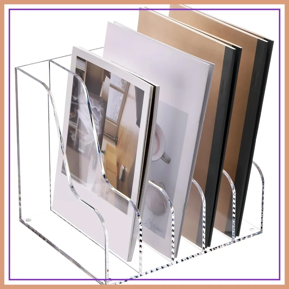 Clear Acrylic File Organizer, 5-Section Desk Holder for A4 Folders, Binders, Notebooks, Envelopes, Home Office Organization
Clear Acrylic File Organizer, 5-Section Desk Holder for A4 Folders, Binders, Notebooks, Envelopes, Home Office Organization