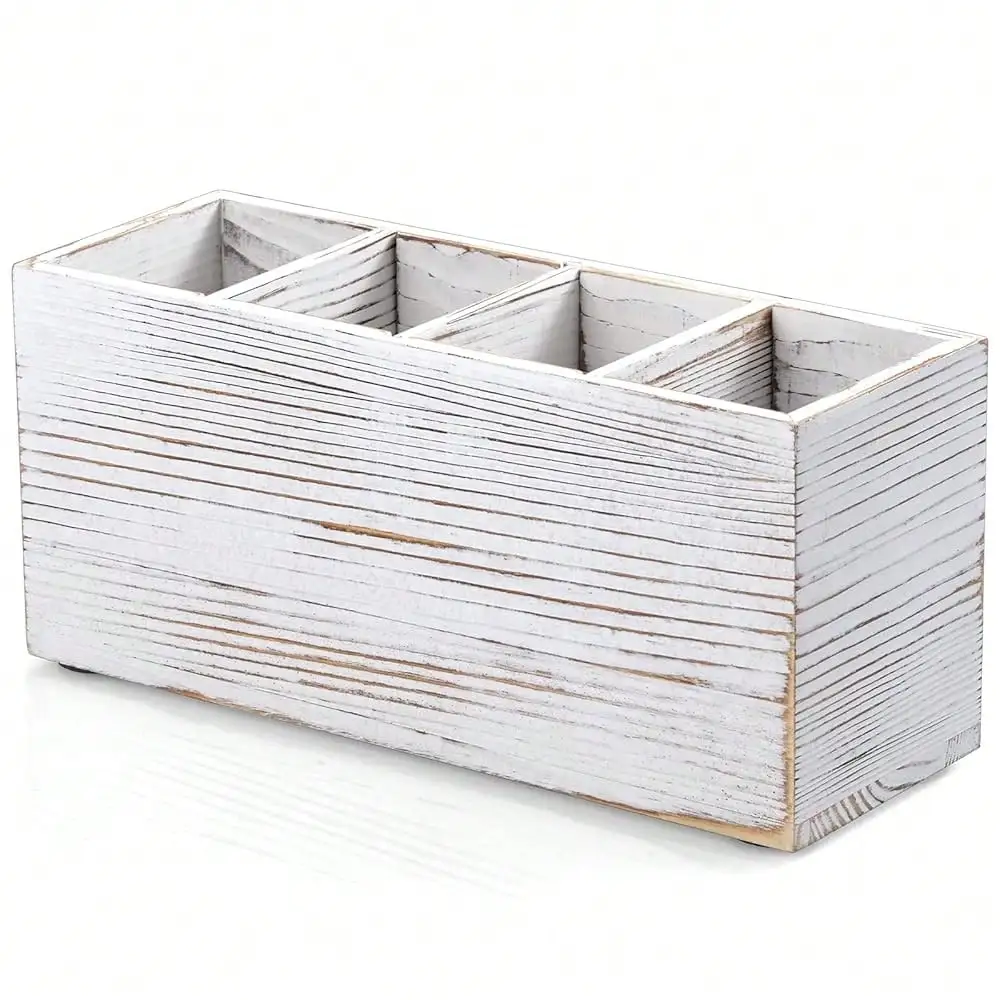 Bivvclaz Pencil Pen Holder For Desk, Wooden Office Desk Organizers And Accessories With 4 Slots For Countertop, Makeup Brush Holder Organizer For Bathroom Vanity, Silverware Caddy For Party, Black
Bivvclaz Pencil Pen Holder For Desk, Wooden Office Desk Organizers And Accessories With 4 Slots For Countertop, Makeup Brush Holder Organizer For Bathroom Vanity, Silverware Caddy For Party, Black
