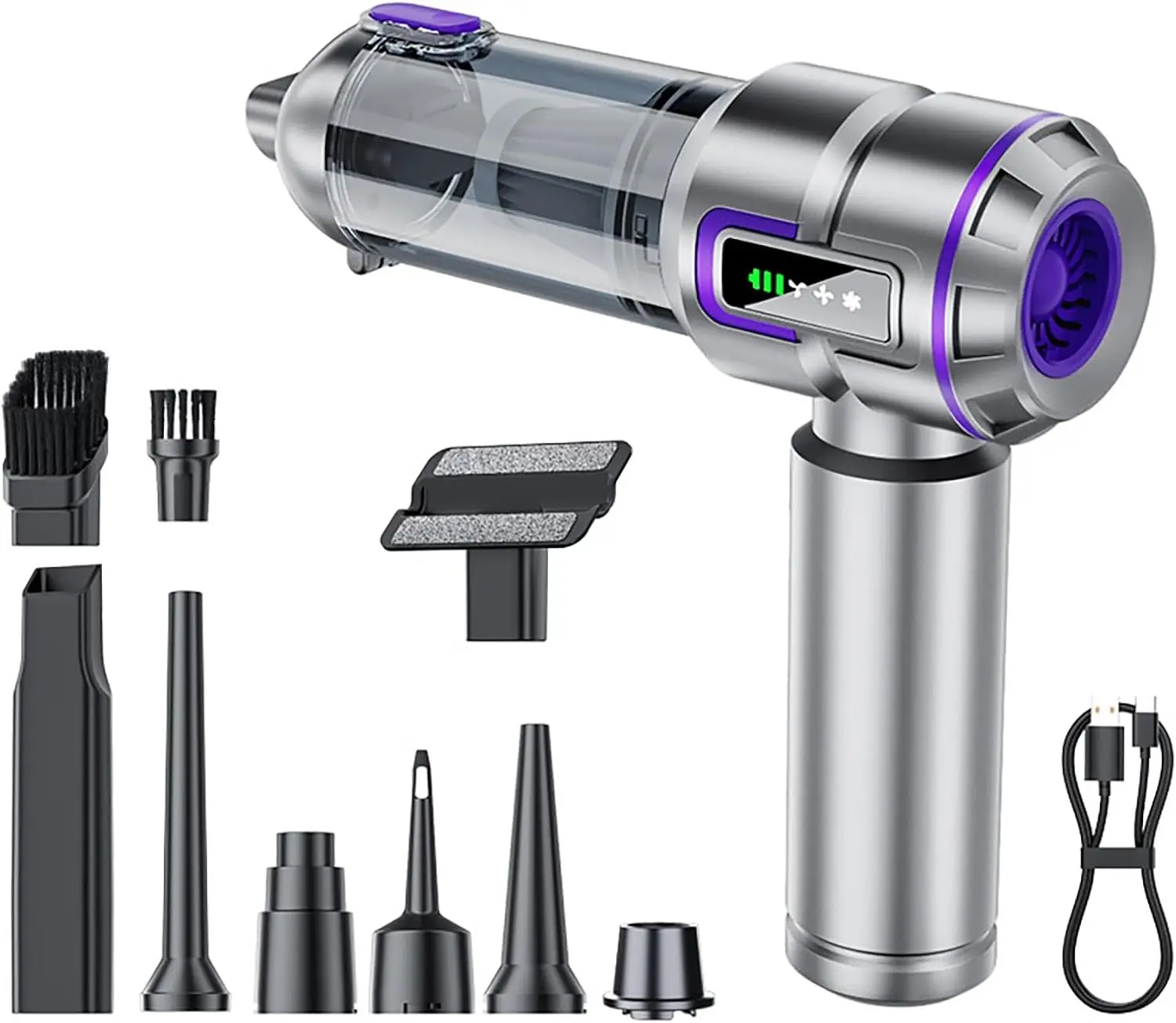 Беспроводной ручной пылесос с мощным всасыванием 16 кПа, легкий и портативный, подходит для уборки в автомобиле и удаления шерсти животных.
Беспроводной ручной пылесос с мощным всасыванием 16 кПа, легкий и портативный, подходит для уборки в автомобиле и удаления шерсти животных.