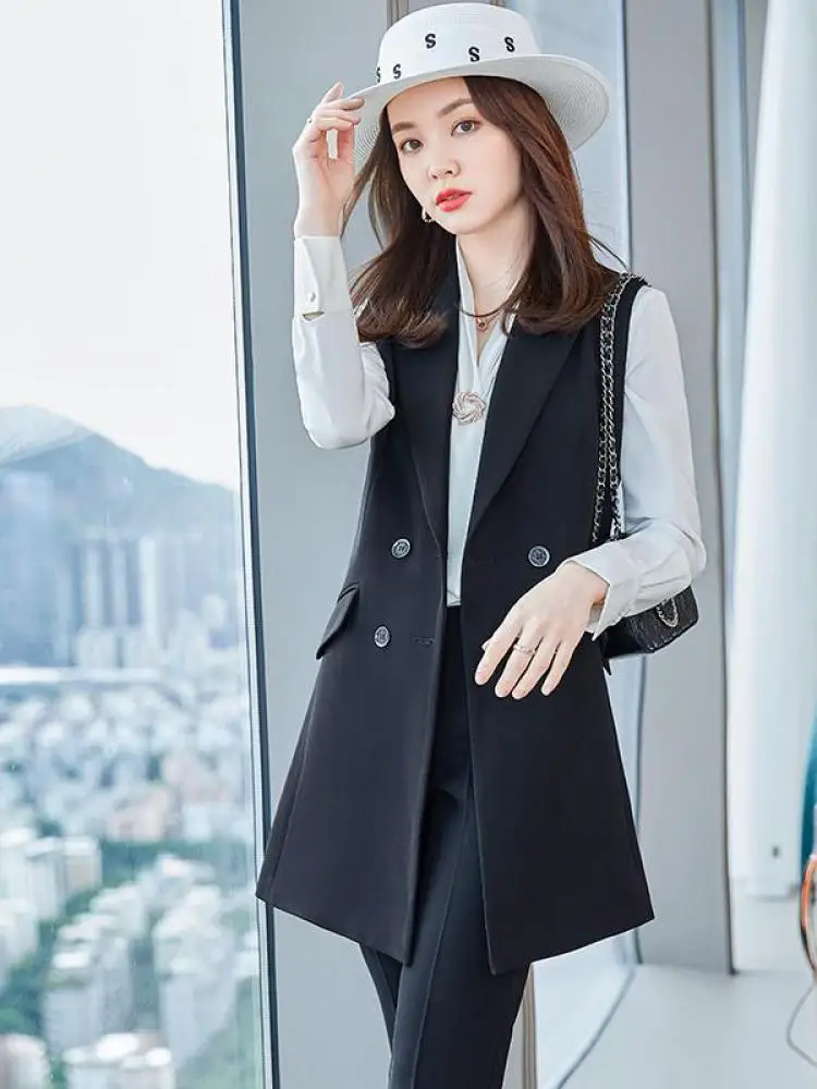 Корейский женский тонкий черный пиджак без рукавов, длинное пальто, весна-осень 202, женский серый двубортный рабочий жилет, трендовый жилет
Корейский женский тонкий черный пиджак без рукавов, длинное пальто, весна-осень 202, женский серый двубортный рабочий жилет, трендовый жилет