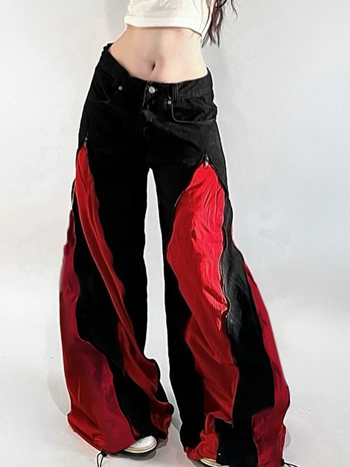 Weekeep Harajuku Patchwork Zip-up Wide Leg Jeans Women Casual Loose Oversized Denim Cargo Pants Vintage y2k Mom Jeans Aesthetic 
Weekeep Harajuku Patchwork Zip-up Wide Leg Jeans Women Casual Loose Oversized Denim Cargo Pants Vintage y2k Mom Jeans Aesthetic