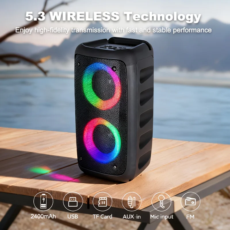 6000W Peak Power Portable Wireless Speaker- Compact Speaker System With Built-in Subwoofer. Features Wireless Stereo,
6000W Peak Power Portable Wireless Speaker- Compact Speaker System With Built-in Subwoofer. Features Wireless Stereo,