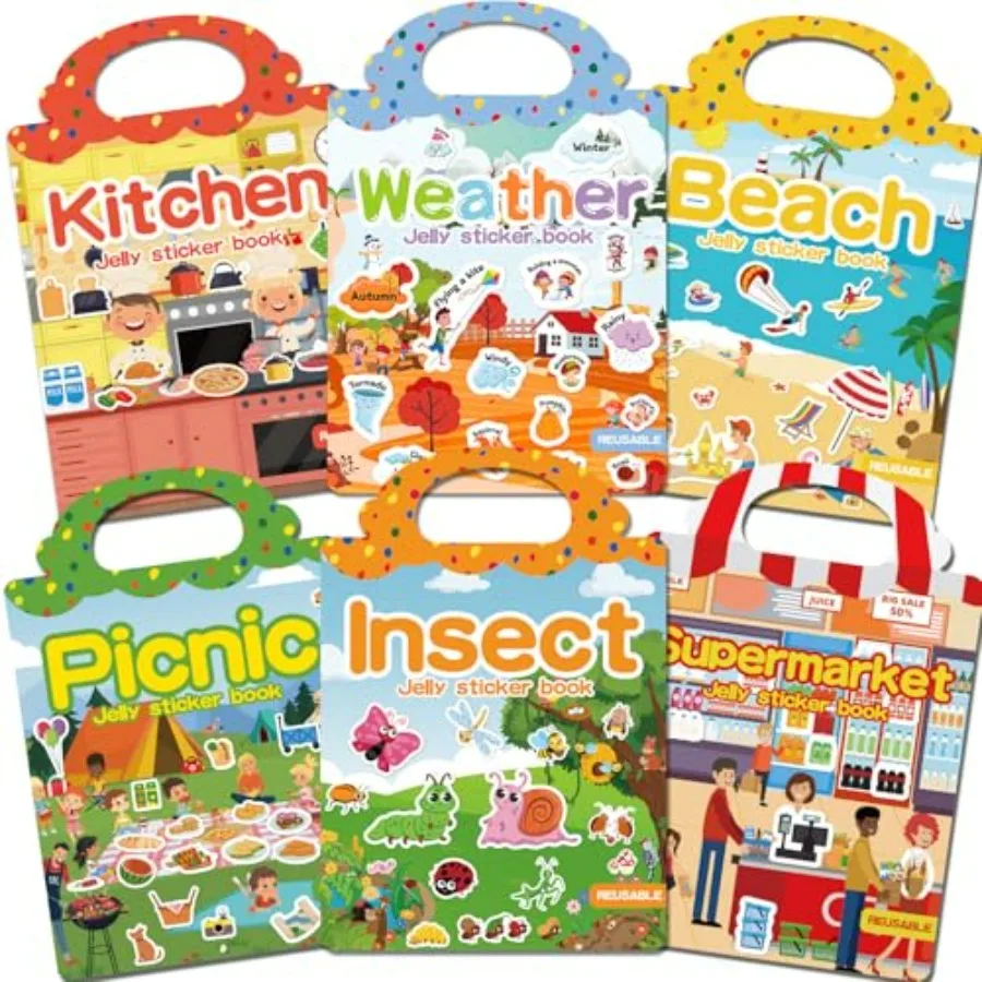 6 Sets Reusable Sticker Book for Toddlers 3-6, Jelly Sticker Books for Toddler, Travel Sticker Activity Toys for 3 4 5 6 Years
6 Sets Reusable Sticker Book for Toddlers 3-6, Jelly Sticker Books for Toddler, Travel Sticker Activity Toys for 3 4 5 6 Years