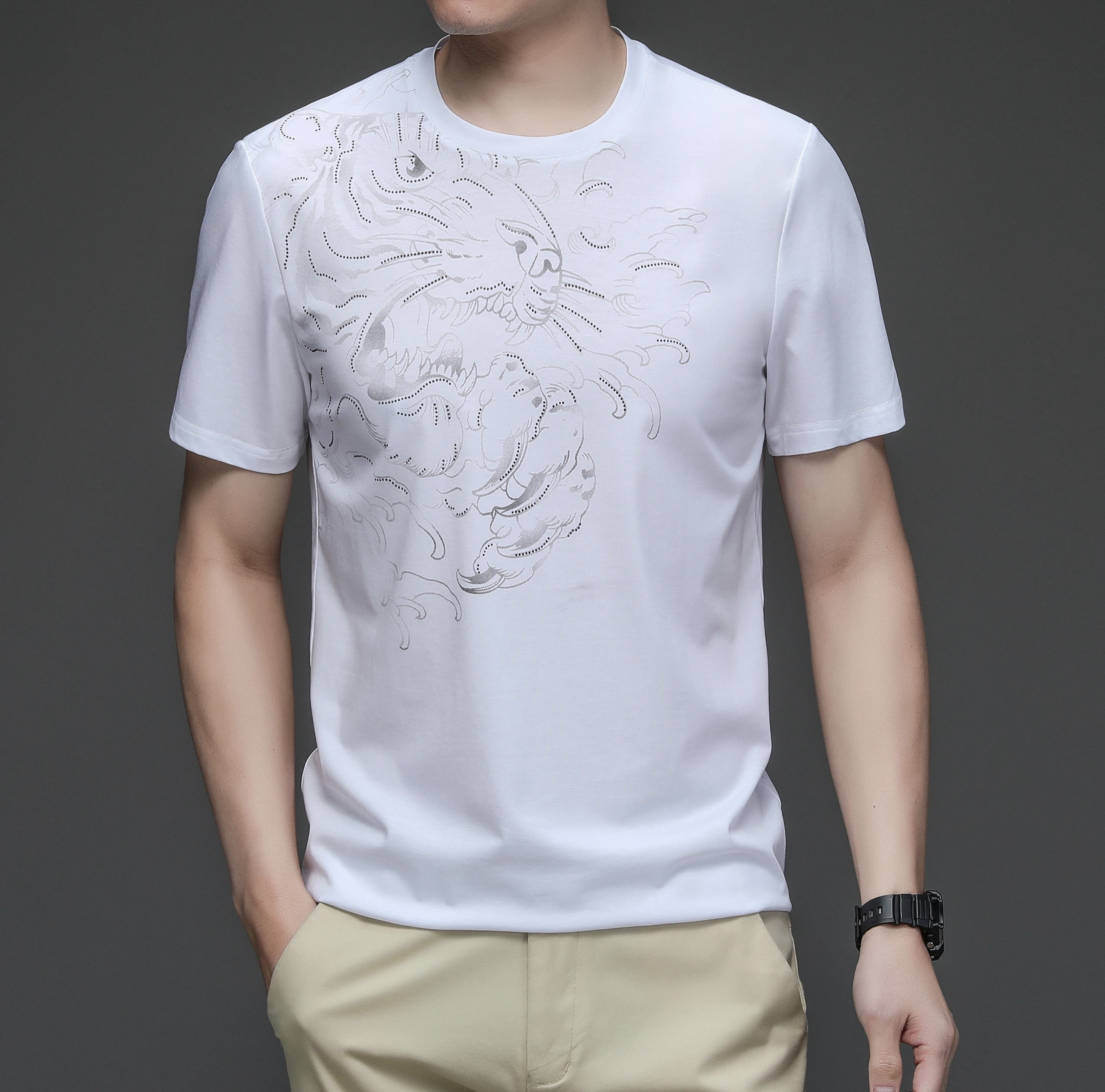 50.8% Modal Basic T-shirt 2025 Summer Fashion Printing Top Short Sleeve Cotton Clothes Male Casual Breathable Modal Cotton Shirt
50.8% Modal Basic T-shirt 2025 Summer Fashion Printing Top Short Sleeve Cotton Clothes Male Casual Breathable Modal Cotton Shirt