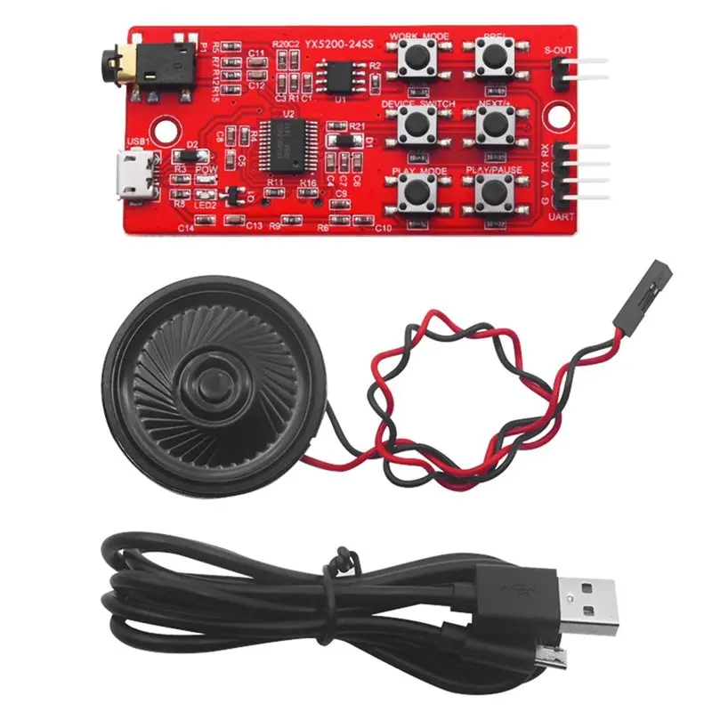 【TODAY-BUY】YX5200-24SS MP3-модуль голосового управления с разъемом для TF-карты + динамик + порт Micro USB UART для проектов Arduino и Raspberry Pi DIY Ki
【TODAY-BUY】YX5200-24SS MP3-модуль голосового управления с разъемом для TF-карты + динамик + порт Micro USB UART для проектов Arduino и Raspberry Pi DIY Ki