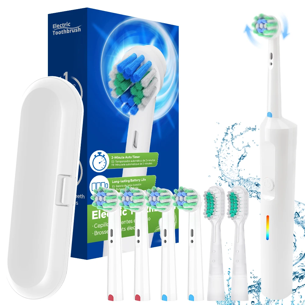 2-in-1 Rechargeable Electric Toothbrush Set - 6 Rotating & Sonic Dual Mode Heads, Smart Timer, Compatible with Oral B Brush Head
2-in-1 Rechargeable Electric Toothbrush Set - 6 Rotating & Sonic Dual Mode Heads, Smart Timer, Compatible with Oral B Brush Head