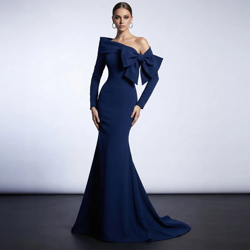 Formal Lrregular Collar Type Evening Dress Customized Jersey High Quality Bow Mermaid Celebrity Gowns Long Sleeves Party Dress
Formal Lrregular Collar Type Evening Dress Customized Jersey High Quality Bow Mermaid Celebrity Gowns Long Sleeves Party Dress