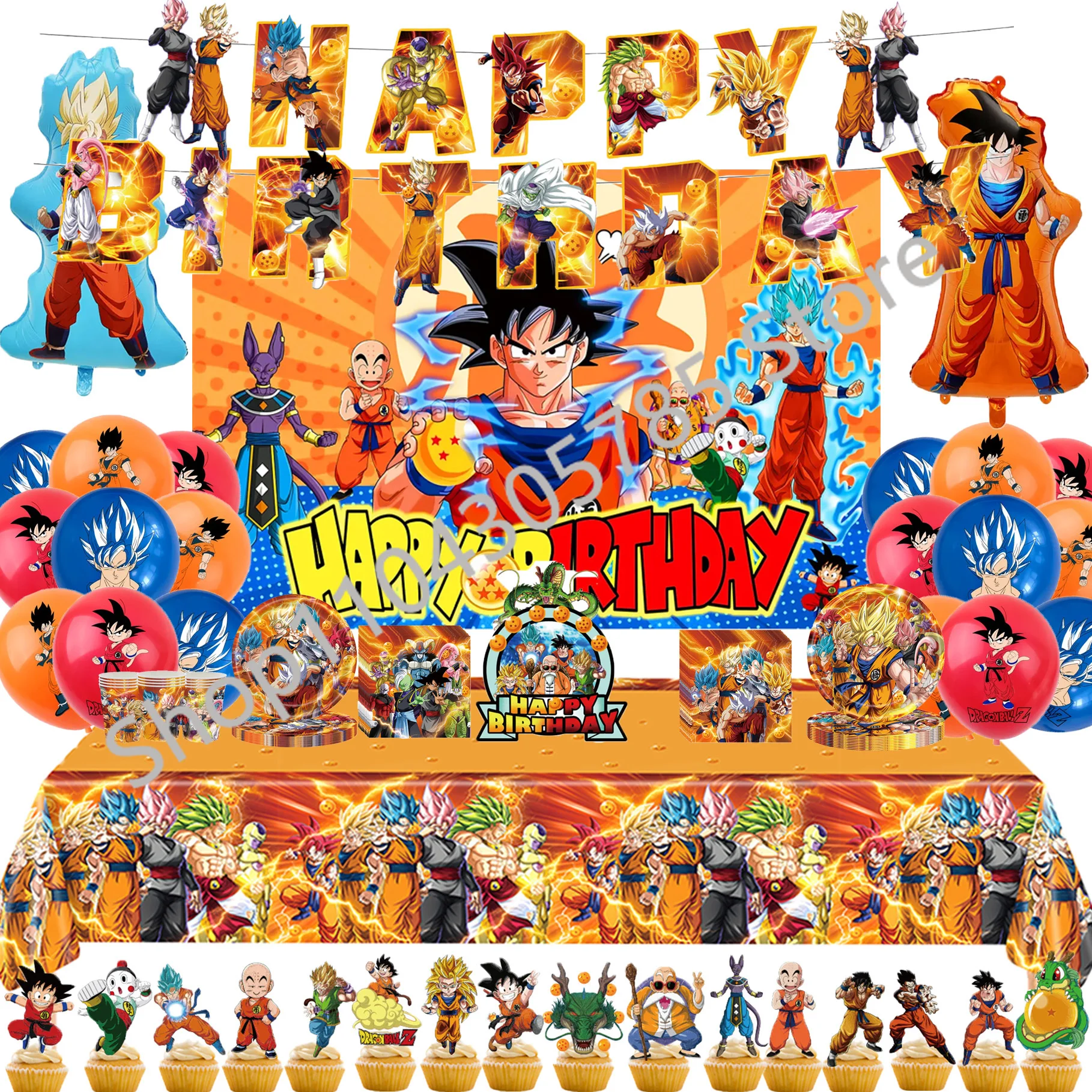 Dragoned Ball Balloons Happy Birthday Banner Goku Vegeta Ballons Party Decoration Cup Plate Disposable Tableware Cake Topper Toy
Dragoned Ball Balloons Happy Birthday Banner Goku Vegeta Ballons Party Decoration Cup Plate Disposable Tableware Cake Topper Toy