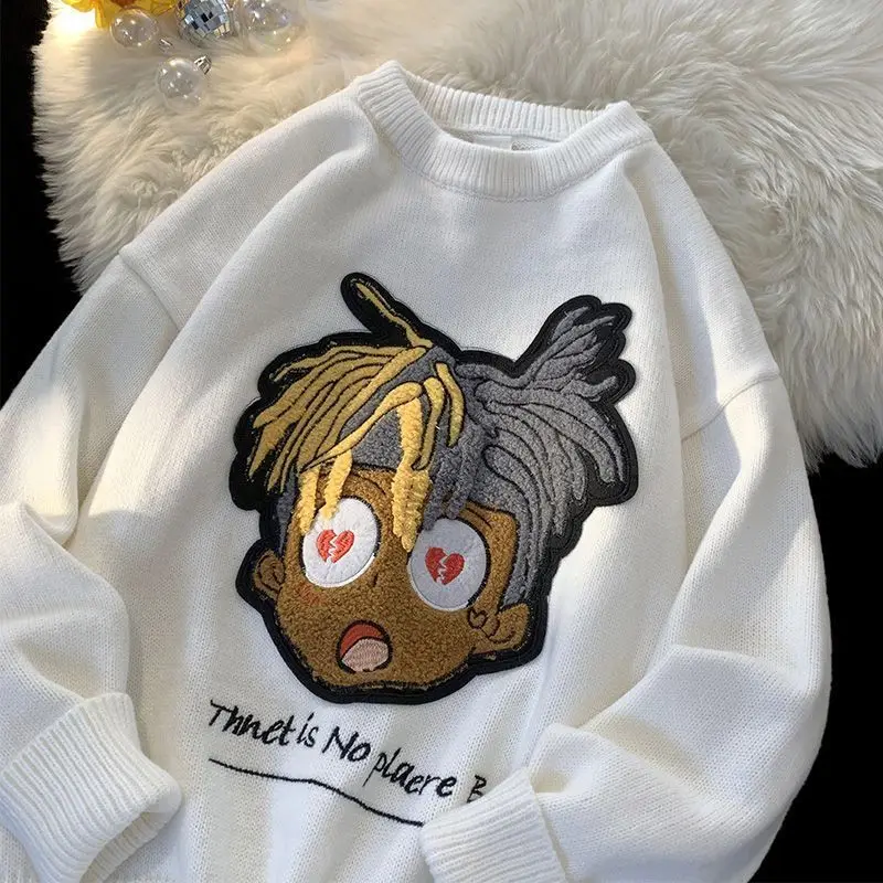 America Hip Hop Sweater Women Winter Loose Outer Wear Cartoon Animation Embroidery Sweater New Vintage Long-sleeved Pullover
America Hip Hop Sweater Women Winter Loose Outer Wear Cartoon Animation Embroidery Sweater New Vintage Long-sleeved Pullover