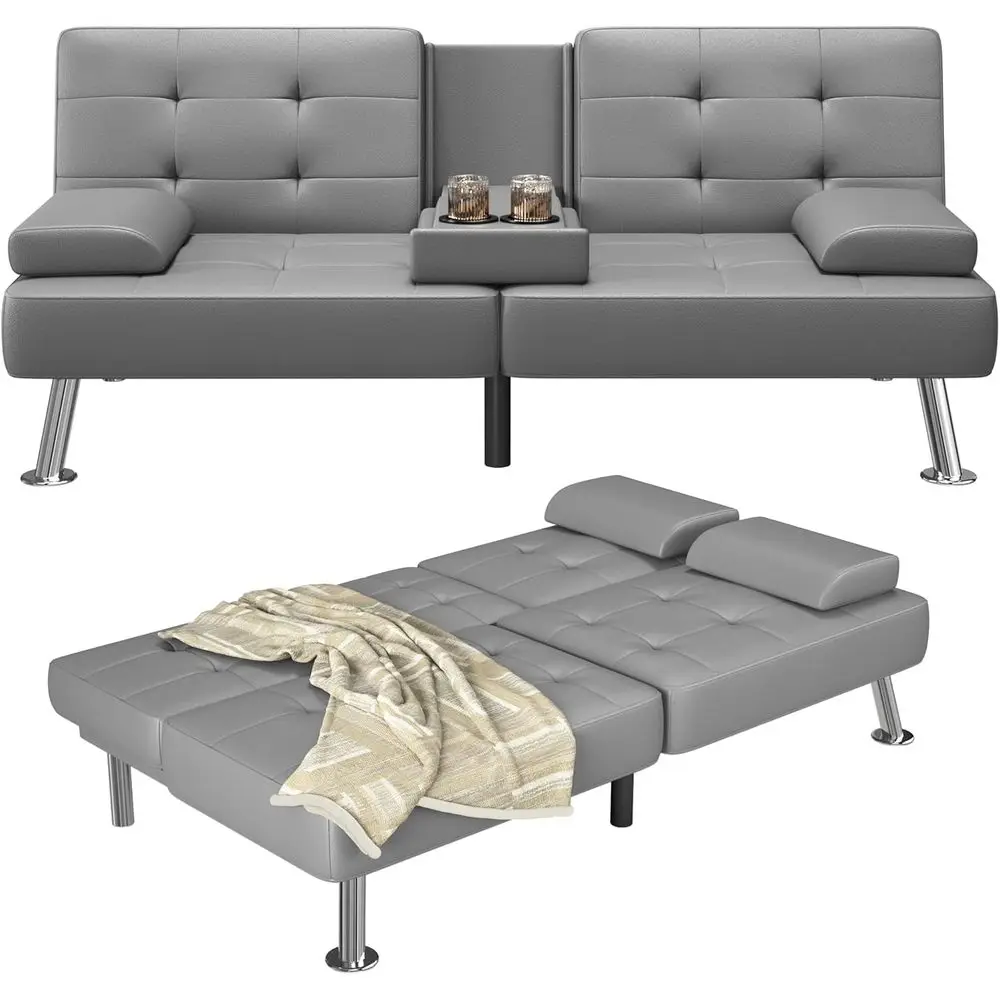 Gray Adjustable Sofa Bed with Cup Holders for Living Room, Office, and Reclining Comfort
Gray Adjustable Sofa Bed with Cup Holders for Living Room, Office, and Reclining Comfort