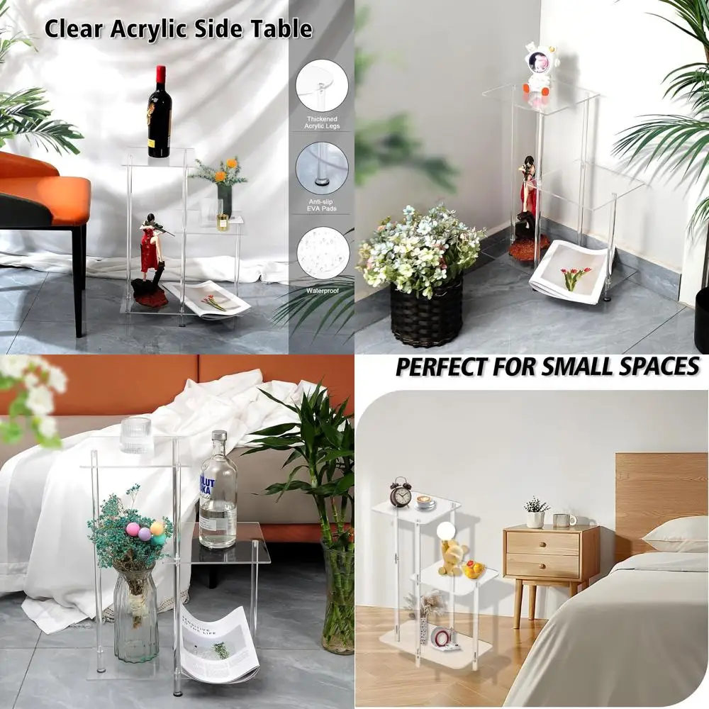 Contemporary 3-Tier Clear Acrylic End Table, Detachable Square Side Table, Rectangular Coffee Table for Living Spaces and Bedroo
Contemporary 3-Tier Clear Acrylic End Table, Detachable Square Side Table, Rectangular Coffee Table for Living Spaces and Bedroo