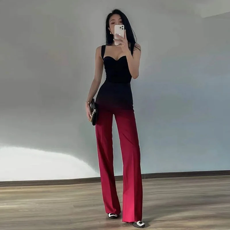 Women Vintage Black Red Gradient Jumpsutis Stretch Slim Straight Pants Temperamentvsleeveless Tank Rompers Party halter Summer
Women Vintage Black Red Gradient Jumpsutis Stretch Slim Straight Pants Temperamentvsleeveless Tank Rompers Party halter Summer