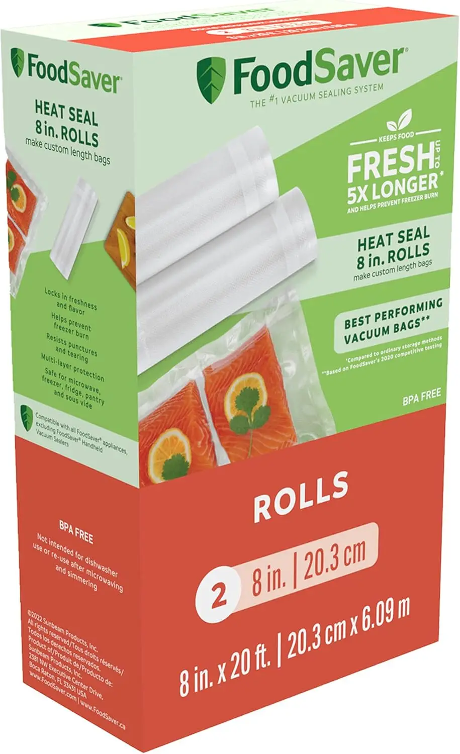 Vacuum Sealer Bags, Rolls for Custom Fit Airtight Food Storage and Sous Vide, 8" x 20' (Pack of 2)
Vacuum Sealer Bags, Rolls for Custom Fit Airtight Food Storage and Sous Vide, 8" x 20' (Pack of 2)