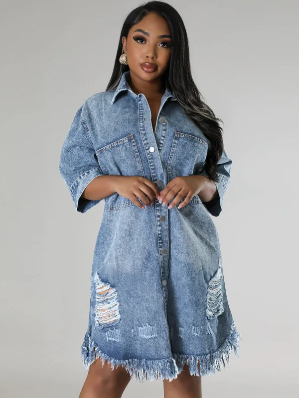 Faionable Ladies Denim Ripped Dr ort Sve Tassel Detail Jeans Dr Women's A-Line Skirt Sle Casual Spring Dr
Faionable Ladies Denim Ripped Dr ort Sve Tassel Detail Jeans Dr Women's A-Line Skirt Sle Casual Spring Dr