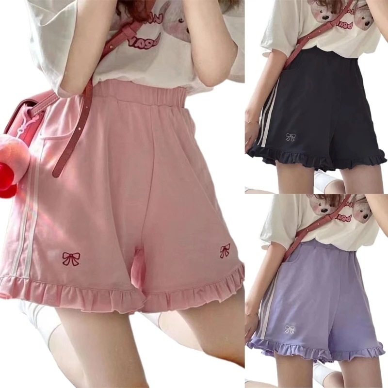 Summer Sports Shorts Students New Loose Wide-Leg Pant Solid Color Bows Patterned Lacy Edge Bottom Wearing for Womens
Summer Sports Shorts Students New Loose Wide-Leg Pant Solid Color Bows Patterned Lacy Edge Bottom Wearing for Womens
