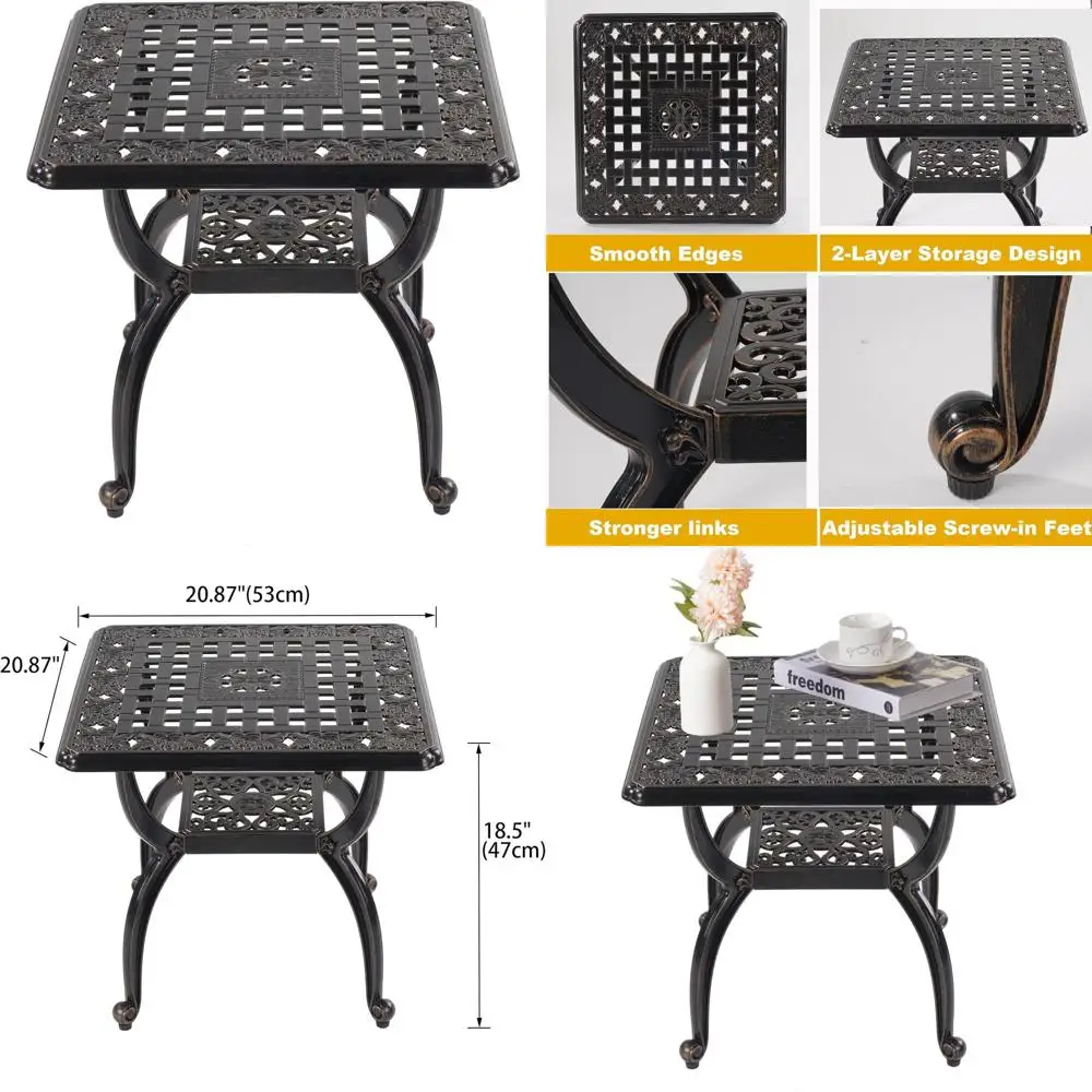 All-Weather Copper Square Patio Table for Garden, Balcony, and Outdoor Use
All-Weather Copper Square Patio Table for Garden, Balcony, and Outdoor Use