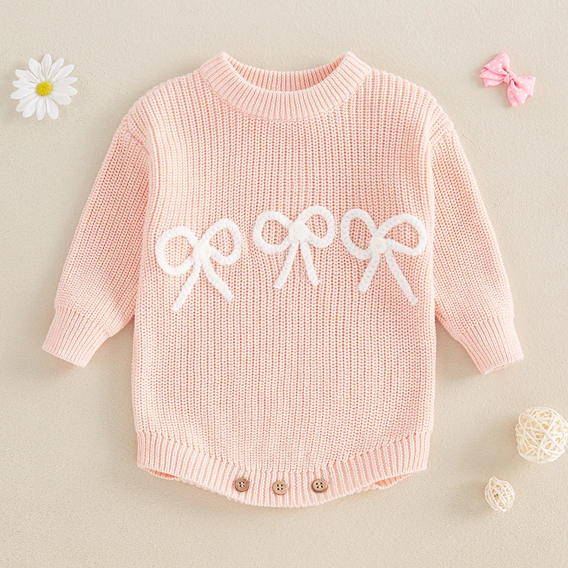 Baby Girls Knit Romper Long Sleeve Crew Neck Bowknot Bodysuit Sweater Fall Winter Baby Warm Knitwear Clothes
Baby Girls Knit Romper Long Sleeve Crew Neck Bowknot Bodysuit Sweater Fall Winter Baby Warm Knitwear Clothes