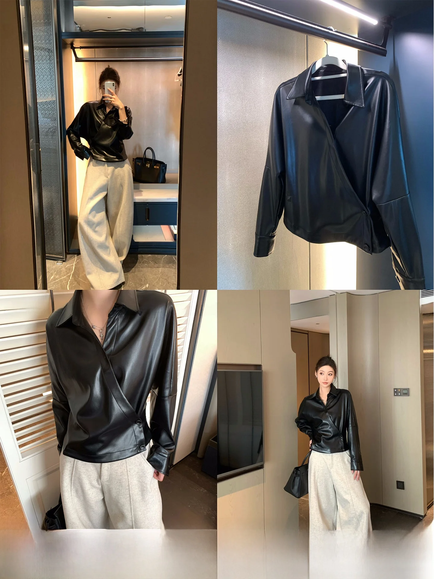 GV Big Brother Elegant Preppy V-neck PU Leather Shirt Women's Versatile Design Sense Top Long Sleeve Zipper Closure Regular L...
GV Big Brother Elegant Preppy V-neck PU Leather Shirt Women's Versatile Design Sense Top Long Sleeve Zipper Closure Regular L...