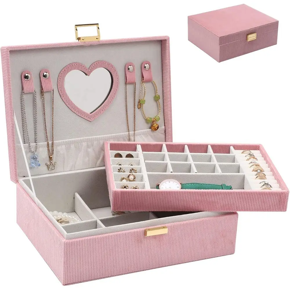 2-Layer Large Velvet Jewelry Organizer Box for Rings, Bracelets, Watches, Earrings (Pink)
2-Layer Large Velvet Jewelry Organizer Box for Rings, Bracelets, Watches, Earrings (Pink)