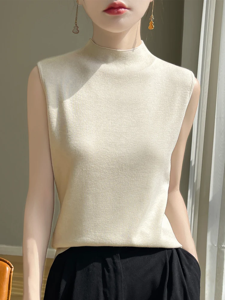 Women Sweater Vest Worsted Wool Half High Collar Pullover Sleeveless Top New Knitwear Solid Color Simple Stylish Style Versatile
Women Sweater Vest Worsted Wool Half High Collar Pullover Sleeveless Top New Knitwear Solid Color Simple Stylish Style Versatile
