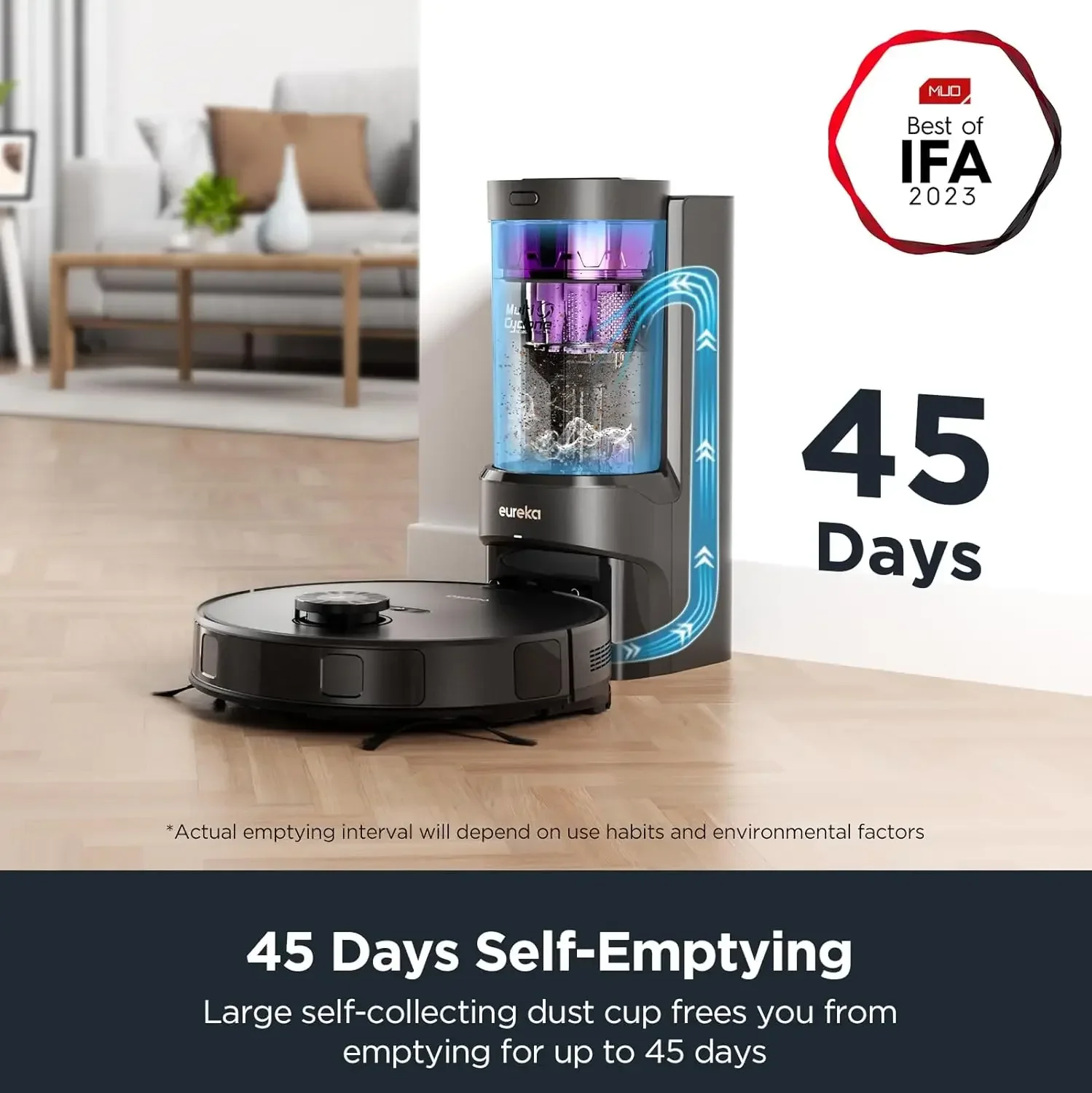 Eureka E10s Robot Vacuum with Bagless Self Emptying Station, Robotic Vacuum and Mop Combo, 45-Day Capacity, 4000Pa Suction
Eureka E10s Robot Vacuum with Bagless Self Emptying Station, Robotic Vacuum and Mop Combo, 45-Day Capacity, 4000Pa Suction