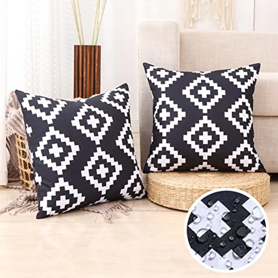 Black and White Outdoor Pillows Waterproof 18x18 Porch Throw Pillow Covers 18 x 18 Set of 2 Outdoor Patio Decor for Patio Furni
Black and White Outdoor Pillows Waterproof 18x18 Porch Throw Pillow Covers 18 x 18 Set of 2 Outdoor Patio Decor for Patio Furni