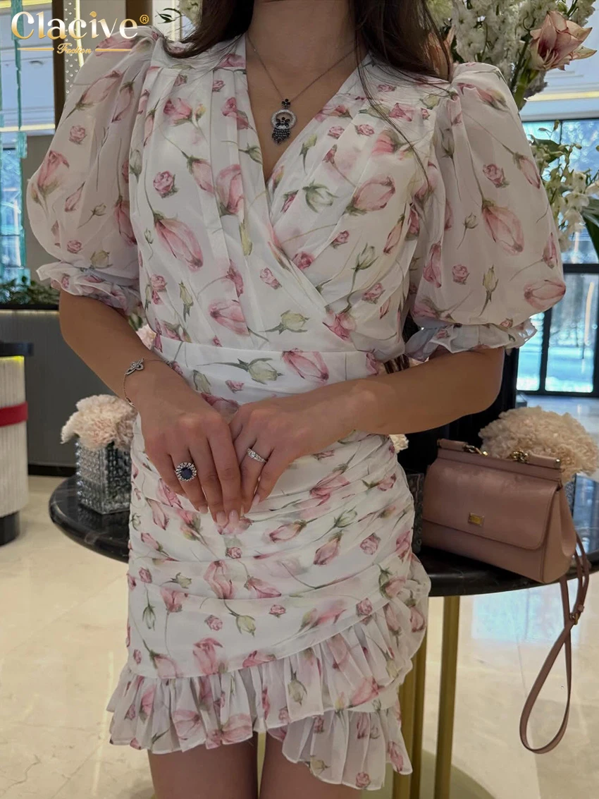 Clacive Summer Slim Print Women Dress 2026 Fashion V-Neck Short Sleeve Mini Dresses Lady Elegant High Waist Ruched Female Dress
Clacive Summer Slim Print Women Dress 2026 Fashion V-Neck Short Sleeve Mini Dresses Lady Elegant High Waist Ruched Female Dress