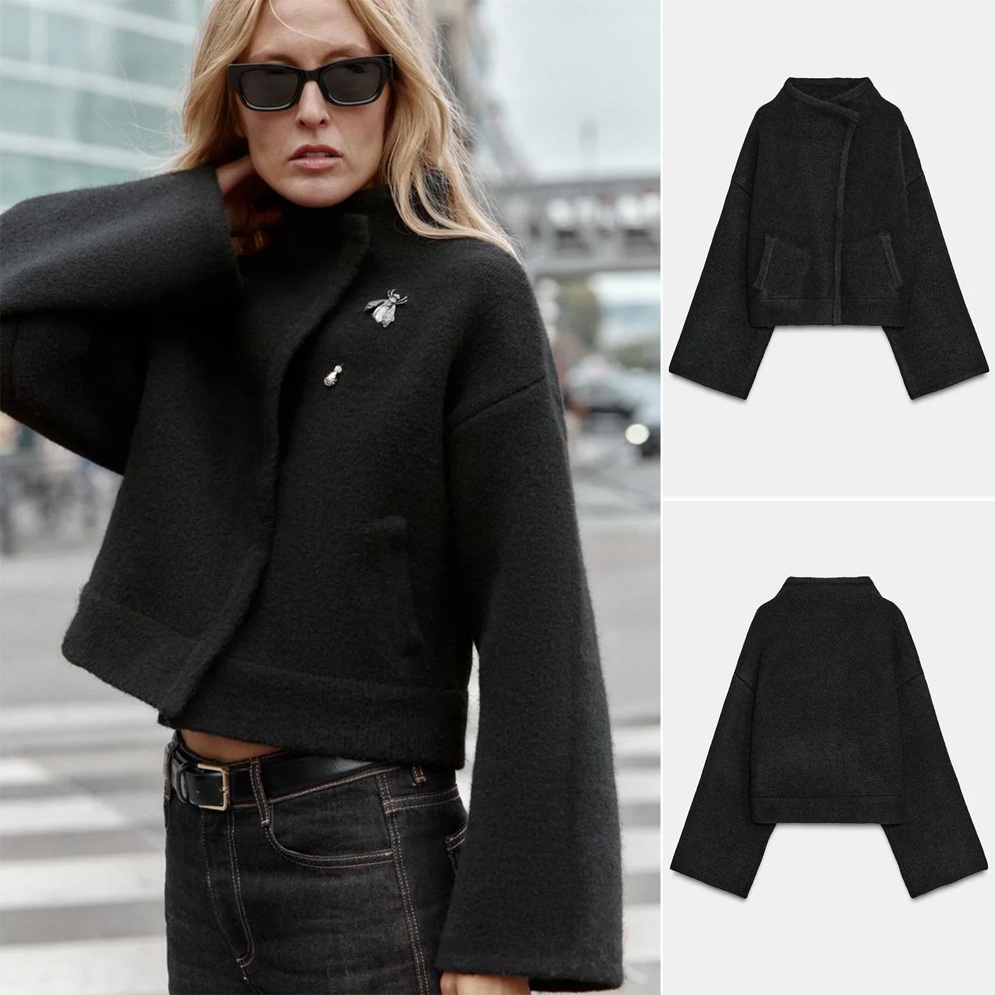 Winter New Women's Knitted Pilot Jaet Long Sve Stand Collar ket Double Flap Outerwear Casual ort Sle Polyester Fiber
Winter New Women's Knitted Pilot Jaet Long Sve Stand Collar ket Double Flap Outerwear Casual ort Sle Polyester Fiber