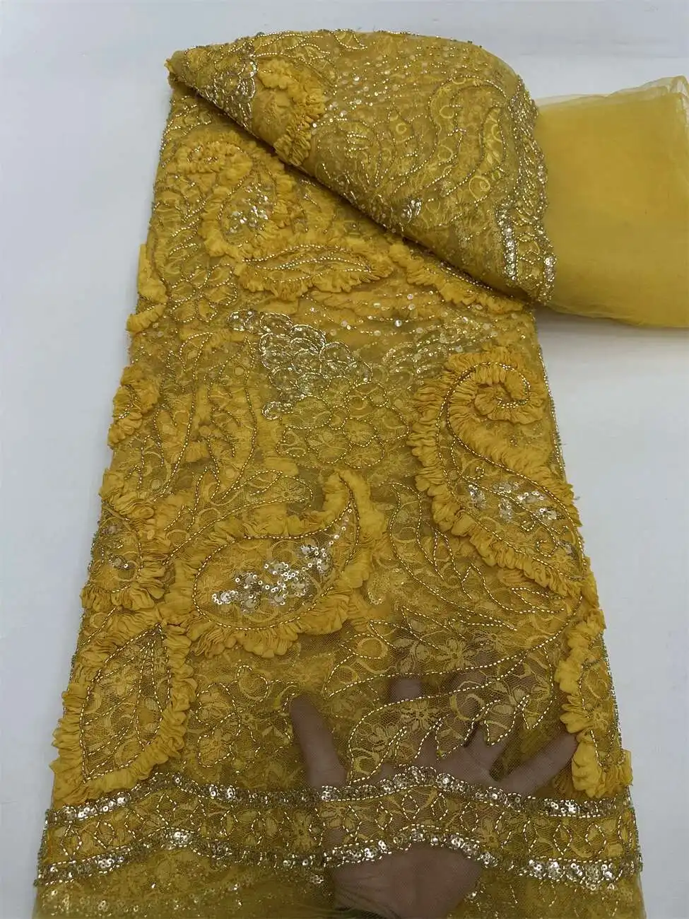 African Lace Fabric 2025 High Quality French 3D Flower white Embroidery Beads Tulle Lace Fabric For Party Dress
African Lace Fabric 2025 High Quality French 3D Flower white Embroidery Beads Tulle Lace Fabric For Party Dress