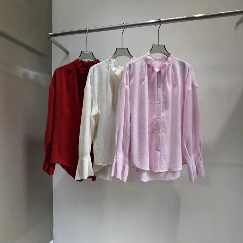 New Early Spring Style Twill Embossed Silk Lace Stand Collar Long Sleeve Shirts
New Early Spring Style Twill Embossed Silk Lace Stand Collar Long Sleeve Shirts