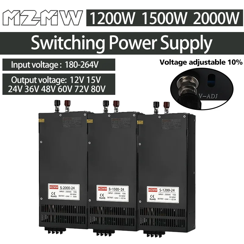 1200W 1500W 2000W Switching Power Supply AC 180-264V DC 12V 15V 24V 36V 48V 60V 72V 80V High Performance Industrial Transformer
1200W 1500W 2000W Switching Power Supply AC 180-264V DC 12V 15V 24V 36V 48V 60V 72V 80V High Performance Industrial Transformer
