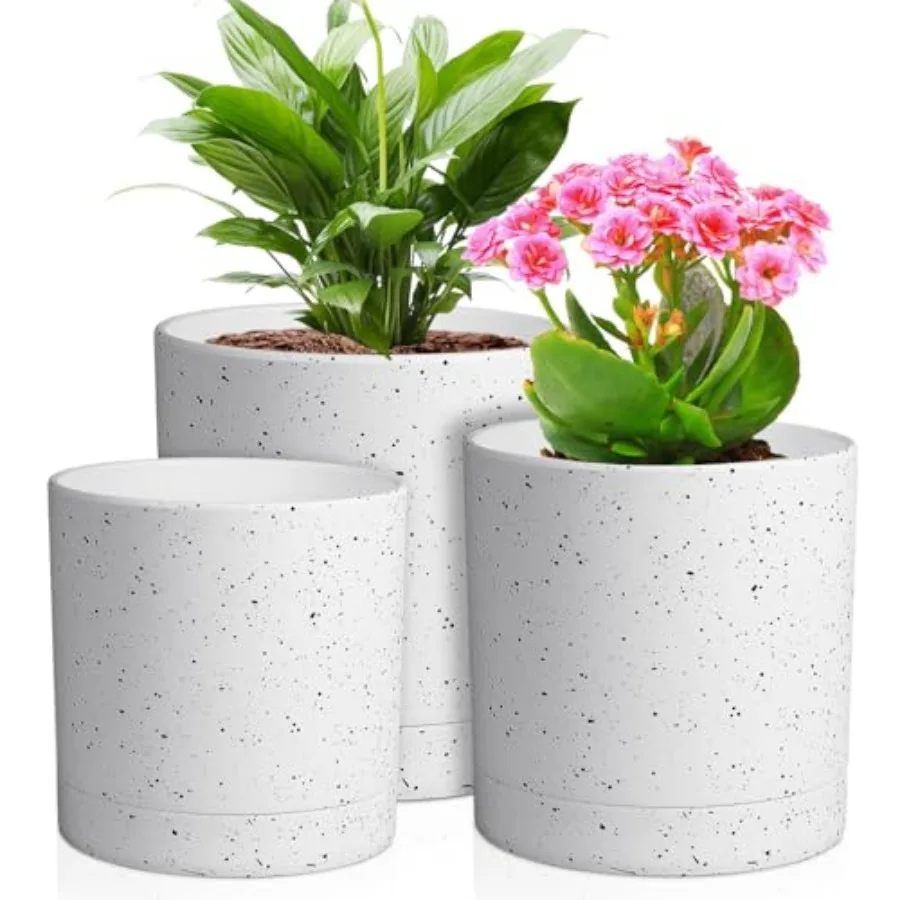 6/5/4 inch Plant Pots, 3 Pack Cylinder Flower Pots for Small Indoor Outdoor Plants, Plastic Planters with Drainage Holes and Sa
6/5/4 inch Plant Pots, 3 Pack Cylinder Flower Pots for Small Indoor Outdoor Plants, Plastic Planters with Drainage Holes and Sa