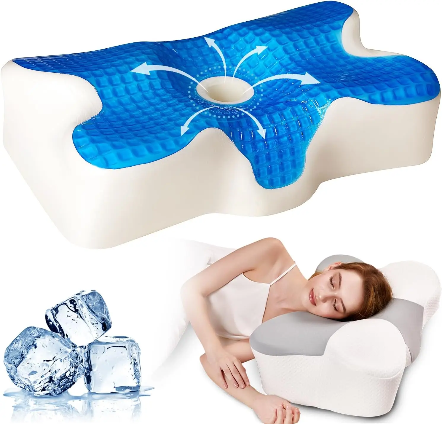 Охлаждающая гелевая подушка из пены с эффектом памяти, эргономичный контур для сна на боковой спине и живота — бело-серый
Охлаждающая гелевая подушка из пены с эффектом памяти, эргономичный контур для сна на боковой спине и живота — бело-серый