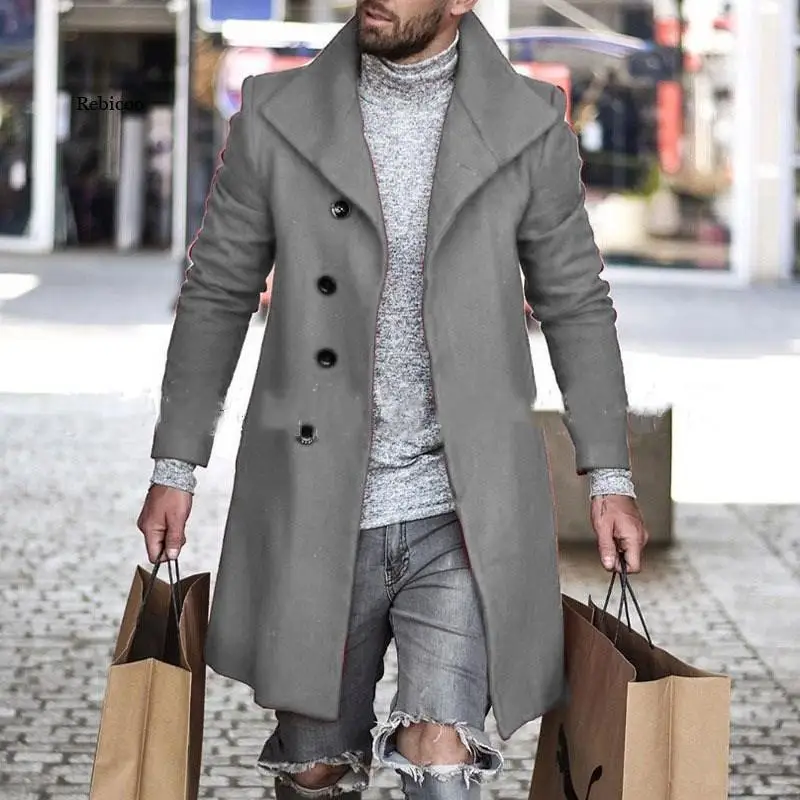 2022 Autumn Winter Male Woolen Coat Solid Color Mid-Length Coat Woolen Lapel Single-Breasted Men Clothing New
2022 Autumn Winter Male Woolen Coat Solid Color Mid-Length Coat Woolen Lapel Single-Breasted Men Clothing New