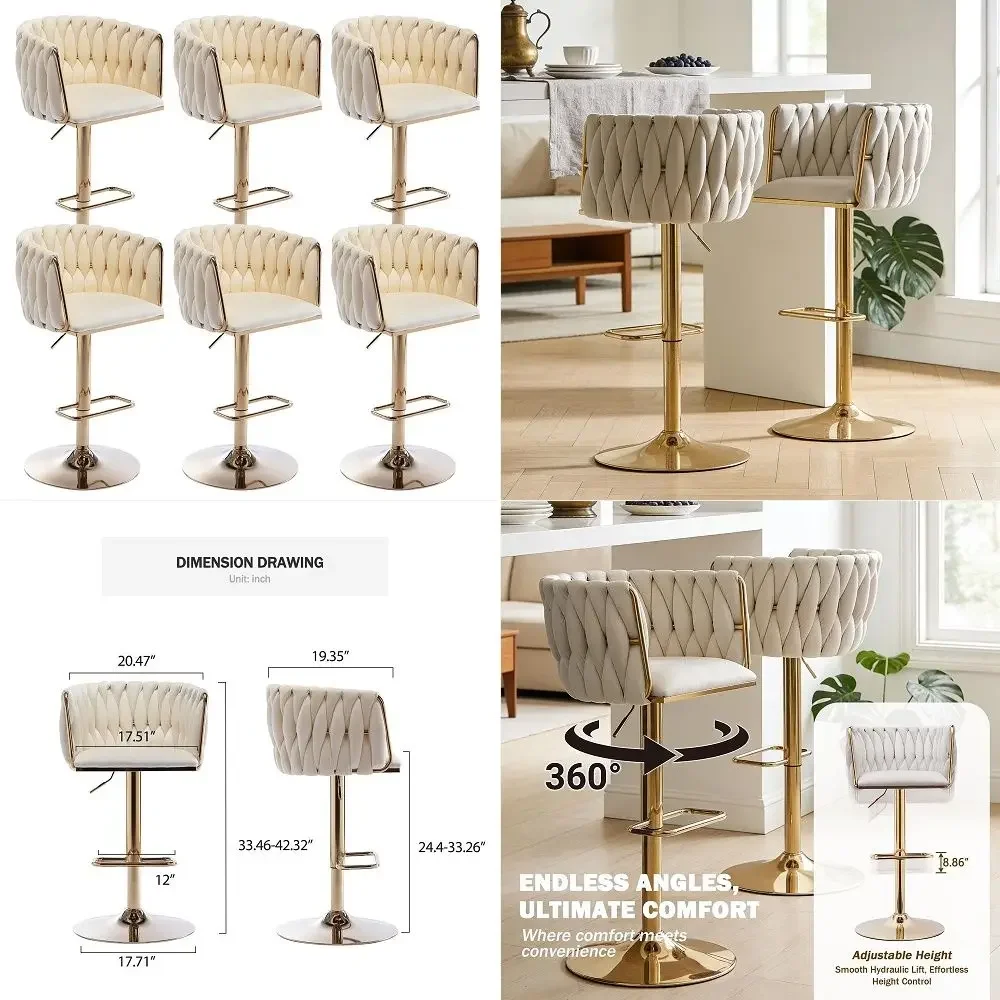 Bar Stools Set of 6, 27 Tufted Modern Counter Height Bar Stools, Upholstered Barstools with Back amp Footrest Metal Legs, Stool
Bar Stools Set of 6, 27 Tufted Modern Counter Height Bar Stools, Upholstered Barstools with Back amp Footrest Metal Legs, Stool