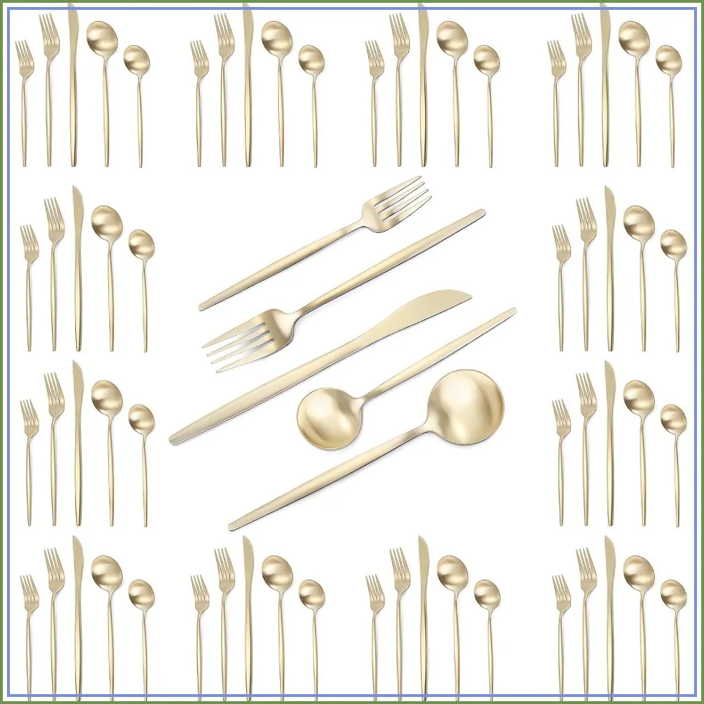 60-Piece Stainless Steel Flatware Set, Matte Silverware Service for 12, Dishwasher Safe Cutlery
60-Piece Stainless Steel Flatware Set, Matte Silverware Service for 12, Dishwasher Safe Cutlery