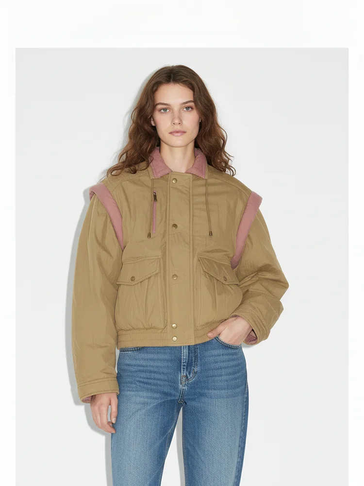 Street Sle ort Cotton Jaet Women's Loose Fit Vest Coat with Removable Sves Turn-down Collar Patchwork Design
Street Sle ort Cotton Jaet Women's Loose Fit Vest Coat with Removable Sves Turn-down Collar Patchwork Design