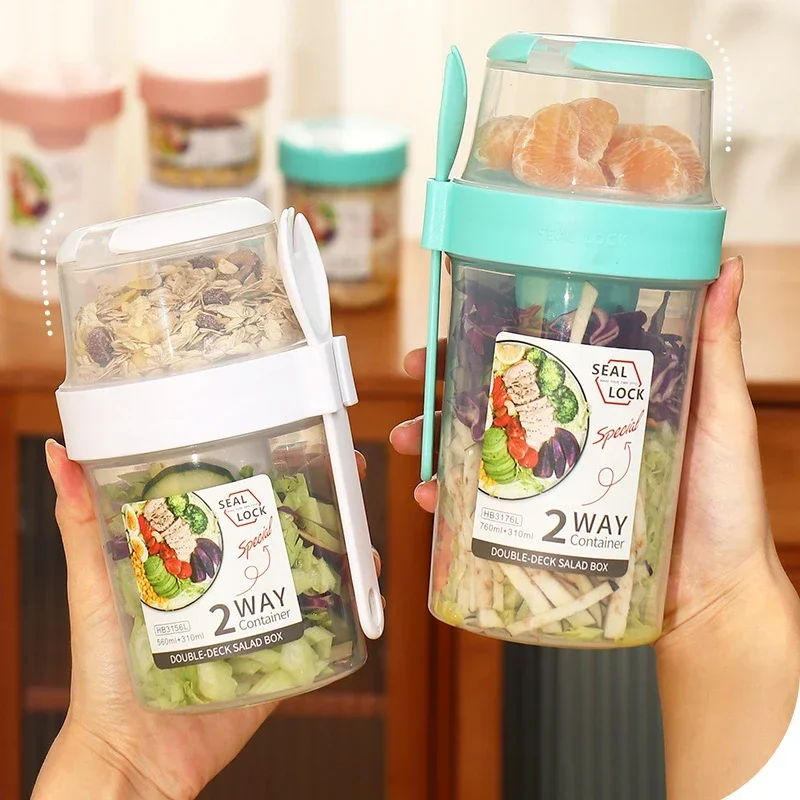 Portable Breakfast Cups Cereal Nut Yogurt Salad Cup Container Set with Fork Sauce Bottle Food Storage Bento Lunch Box
Portable Breakfast Cups Cereal Nut Yogurt Salad Cup Container Set with Fork Sauce Bottle Food Storage Bento Lunch Box
