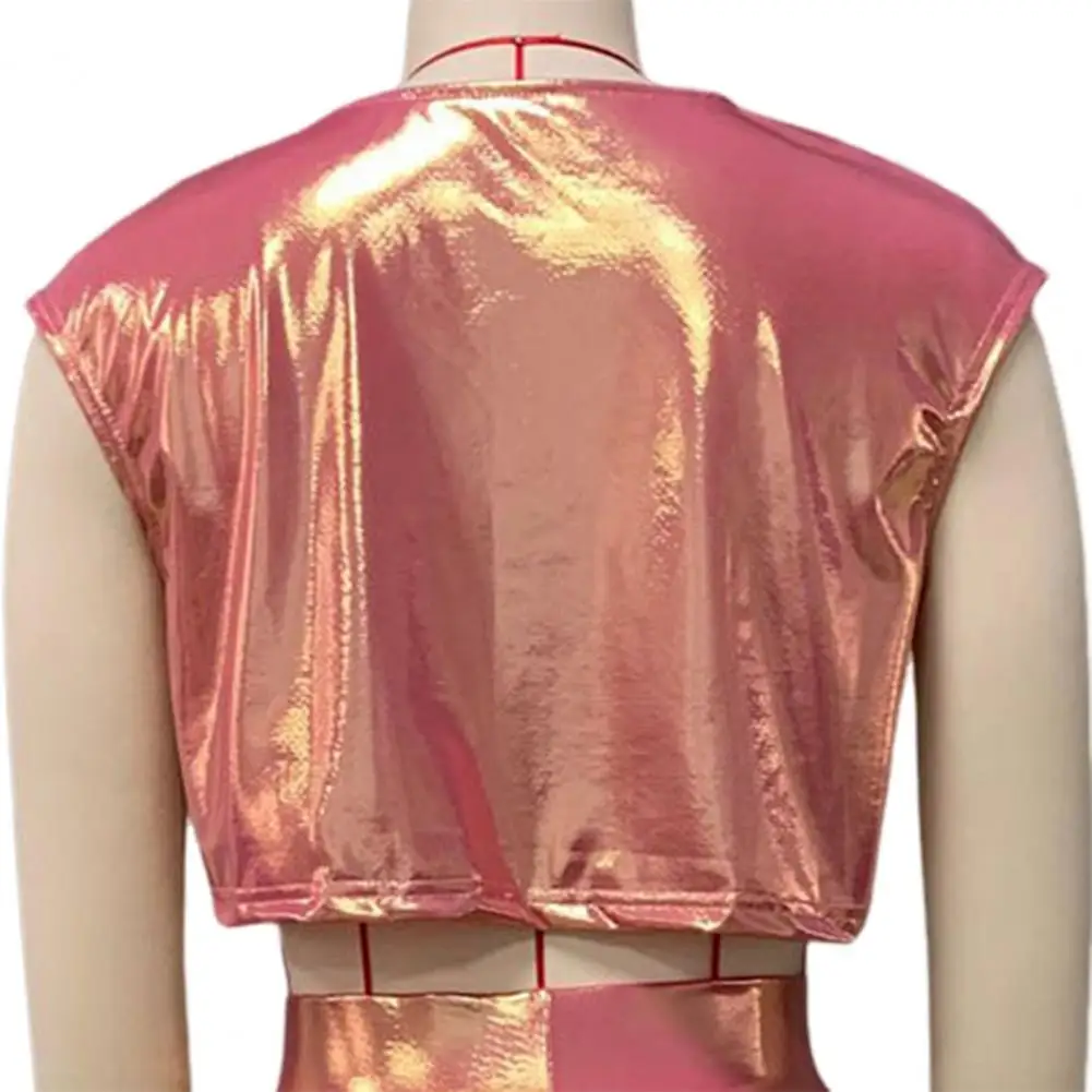 Женские глянцевые костюмы из двух предметов, укороченный топ без рукавов с круглым вырезом, широкие брюки, комплект, повседневный свободный наряд, комплект для отдыха, женские товары
Женские глянцевые костюмы из двух предметов, укороченный топ без рукавов с круглым вырезом, широкие брюки, комплект, повседневный свободный наряд, комплект для отдыха, женские товары